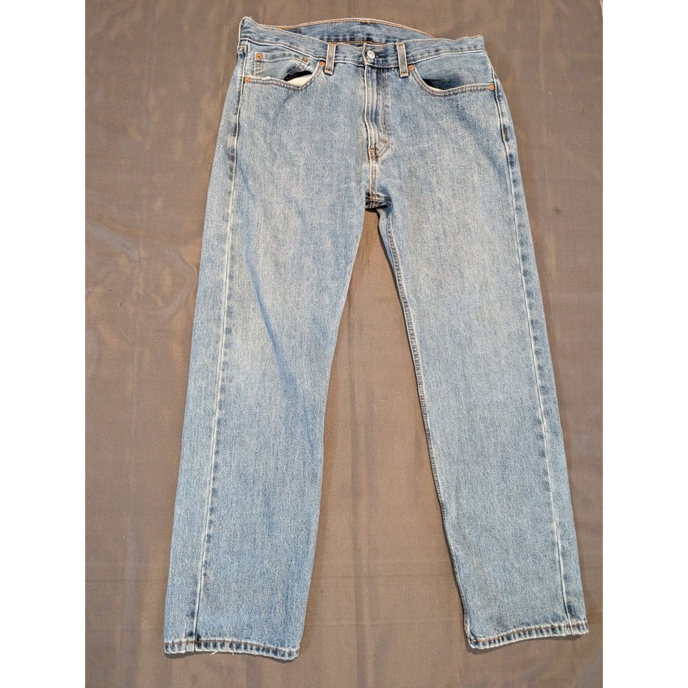 Levis 505 Mens Straight Leg Jeans Light Stonewash Blue 36x32 00505-0260